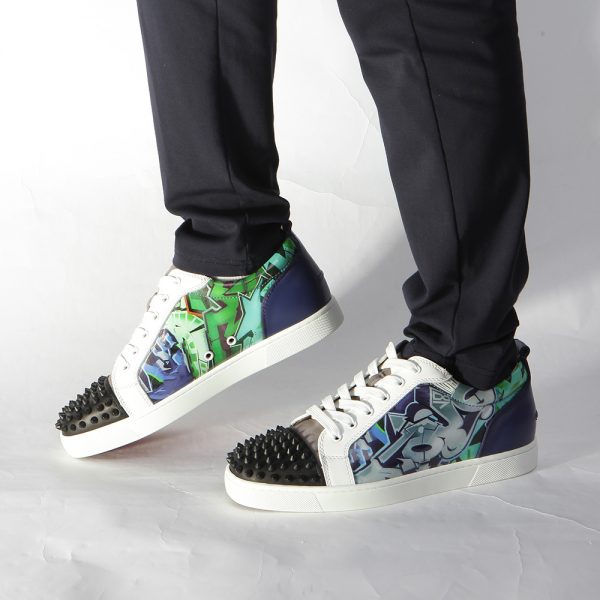 [Made  To Order] Limited Version Christian Louboutin Louis Orlato Men's Flat Blue/Multi Sneaker
