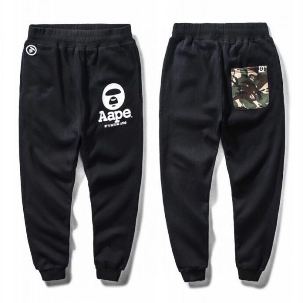 AApe Monkey Printing Letter Black Pants