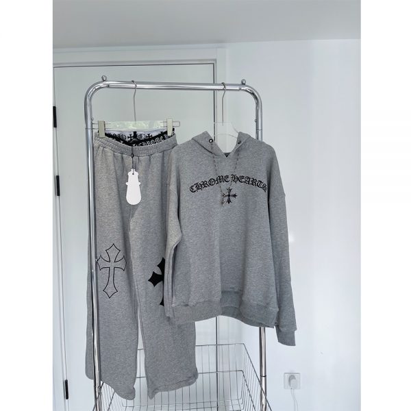 Chrome Heart Cross Patch Logo Tracksuit In Grey
