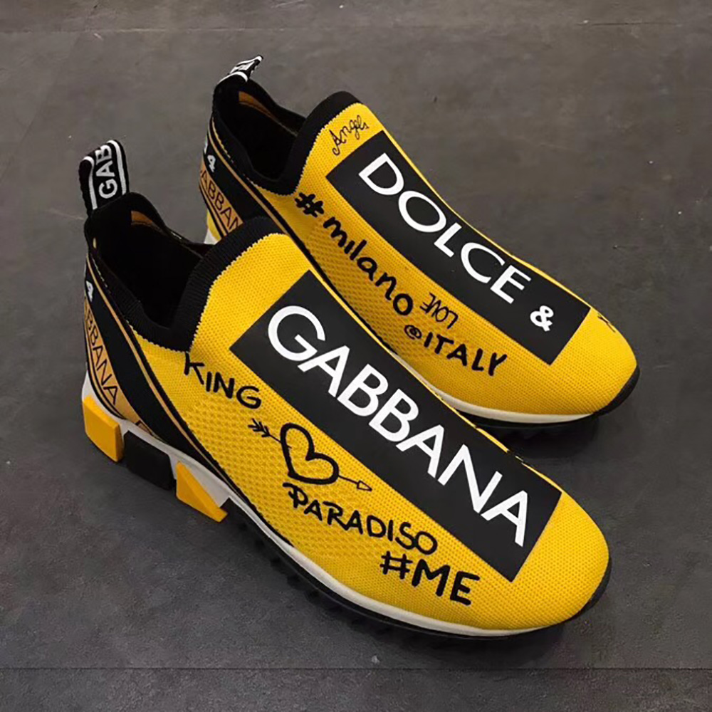 Dolce & gabbana men's shop white graffiti print sorrento sneaker