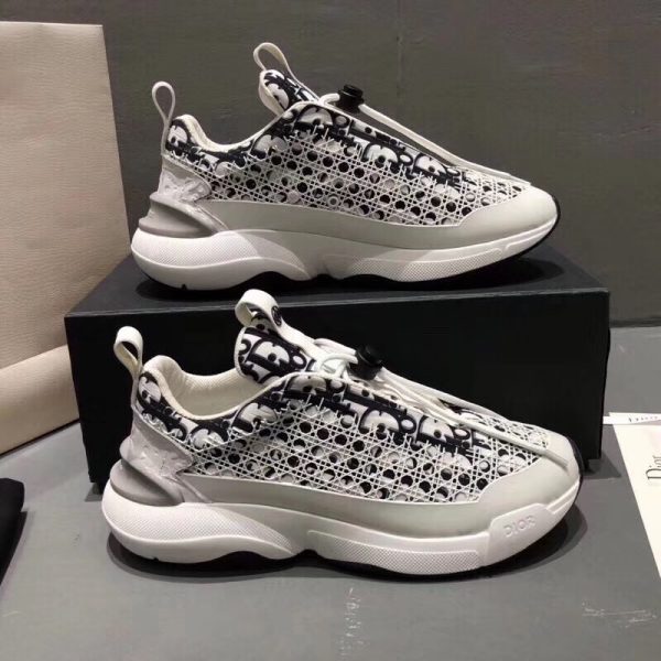 Dior White Dior Oblique "B24" Sneaker With 'Cannage' Motif