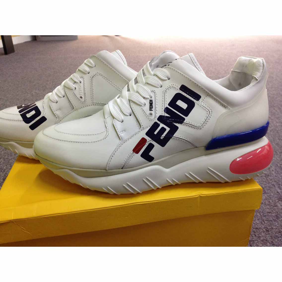 FENDI X FILA Vitello Mania Painted Womens Chunky Sneakers 40 Ice White  Caipiroska Blueberry 417557 | FASHIONPHILE