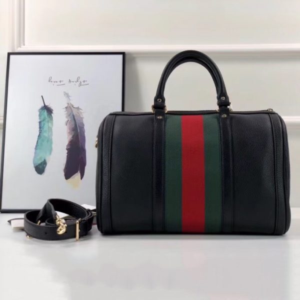 Gucci Web Details Leather Duffle Bag